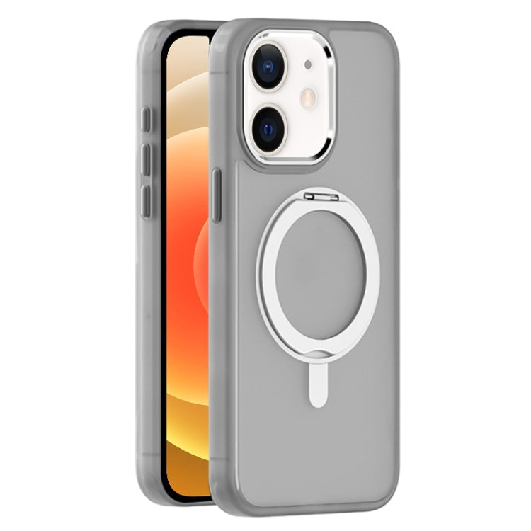 For iPhone 12 Skin Feel Frosted MagSafe Magnetic Rotating Holder Phone Case