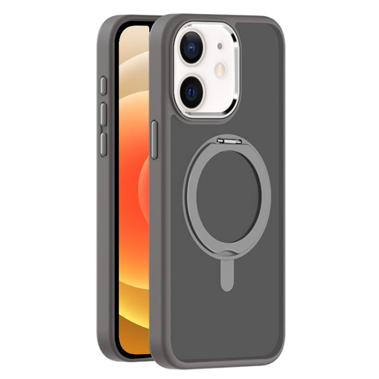 For iPhone 12 Skin Feel Frosted MagSafe Magnetic Rotating Holder Phone Case