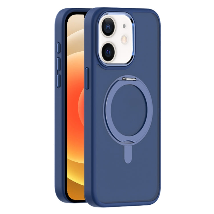 For iPhone 12 Skin Feel Frosted MagSafe Magnetic Rotating Holder Phone Case