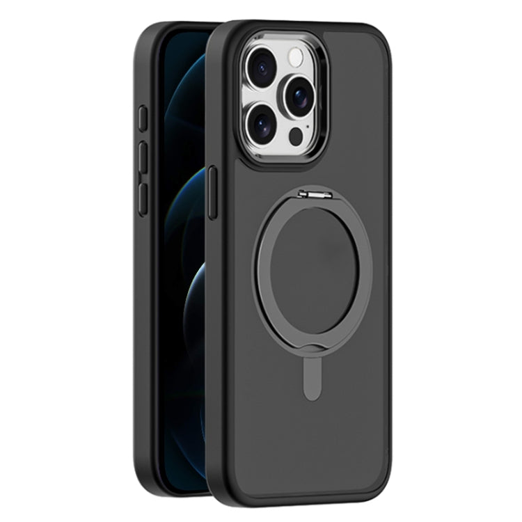 For iPhone 12 Pro Skin Feel Frosted MagSafe Magnetic Rotating Holder Phone Case