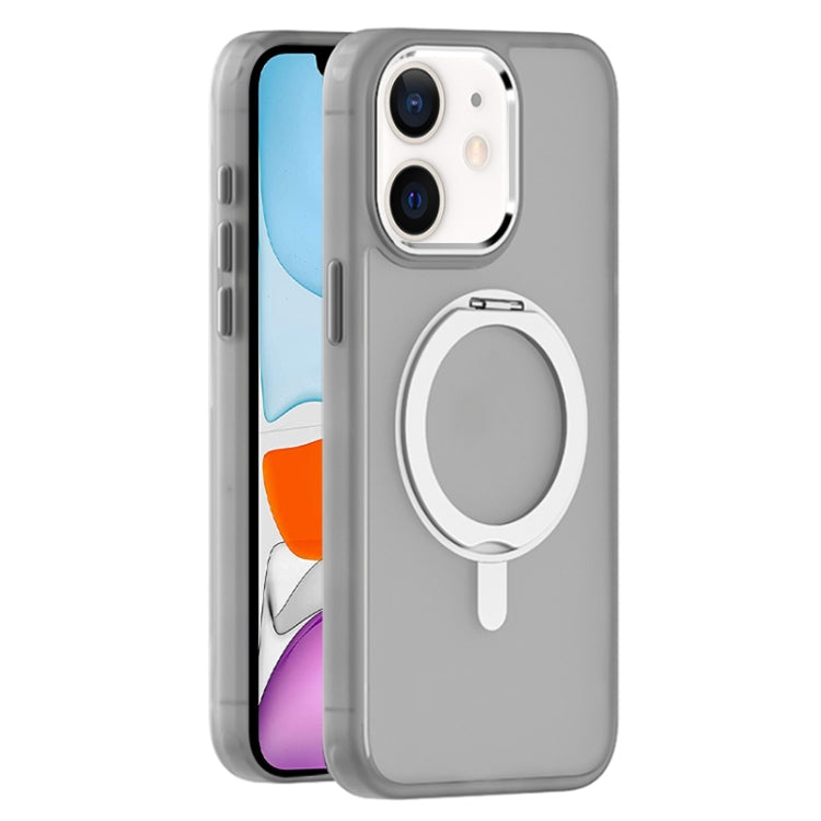 For iPhone 11 Skin Feel Frosted MagSafe Magnetic Rotating Holder Phone Case