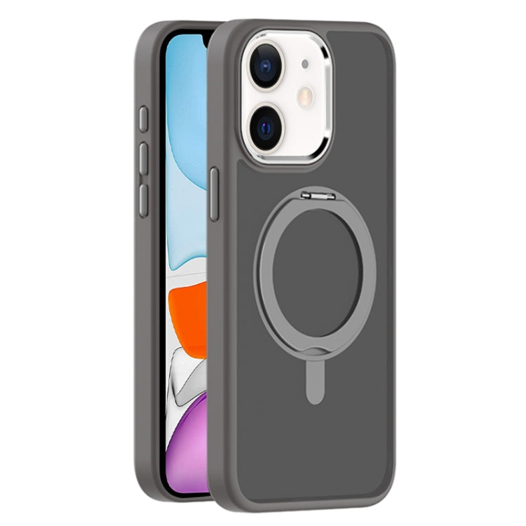 For iPhone 11 Skin Feel Frosted MagSafe Magnetic Rotating Holder Phone Case