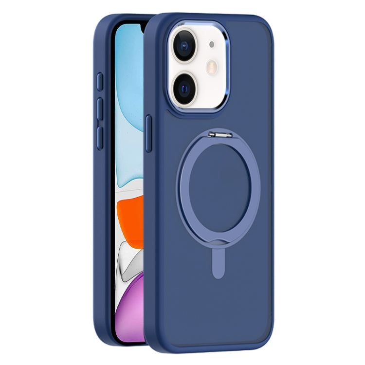 For iPhone 11 Skin Feel Frosted MagSafe Magnetic Rotating Holder Phone Case