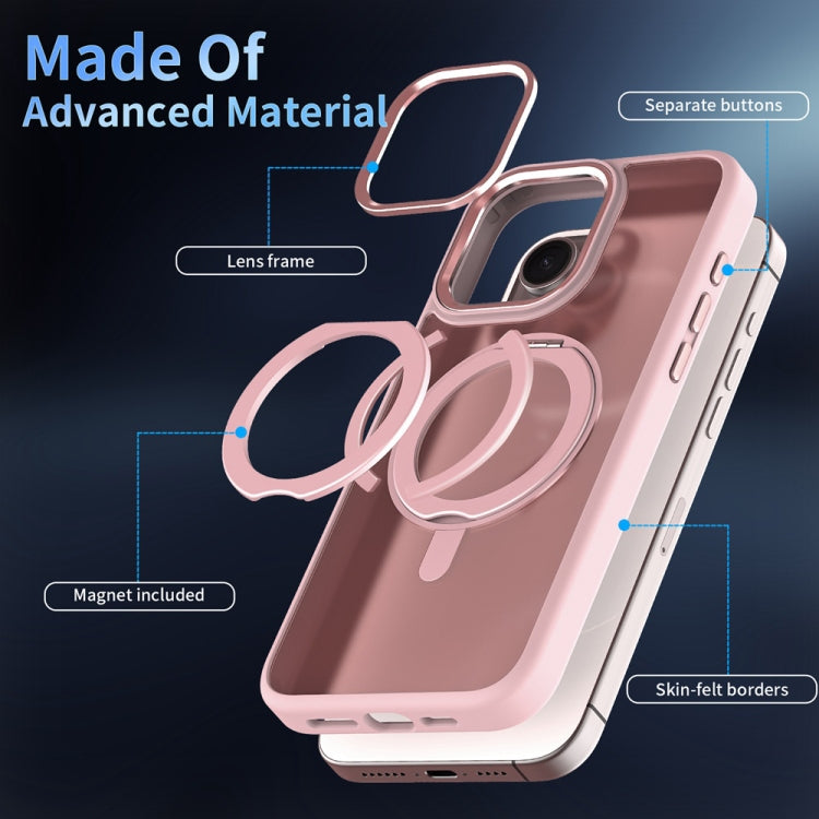 For iPhone 14 Plus Skin Feel Frosted MagSafe Magnetic Rotating Holder Phone Case
