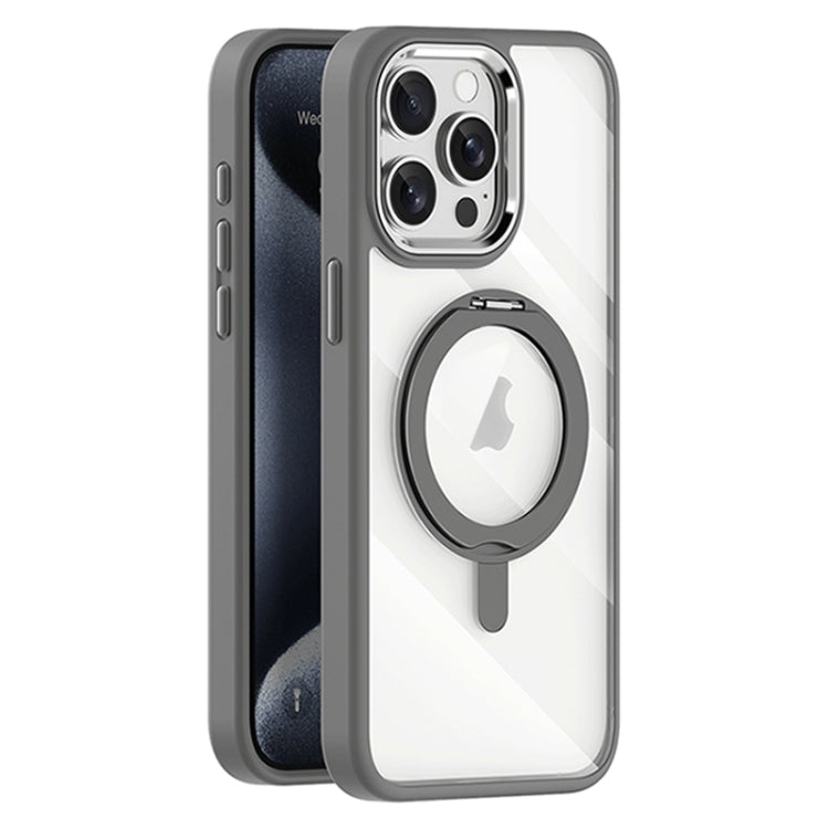 For iPhone 15 Pro Transparent MagSafe Magnetic Rotating Holder Phone Case