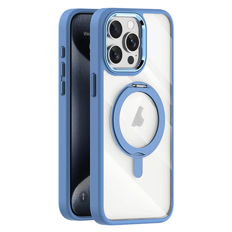 For iPhone 15 Pro Transparent MagSafe Magnetic Rotating Holder Phone Case