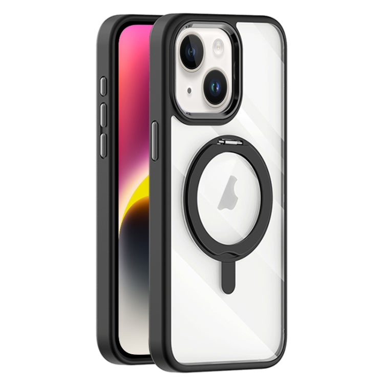 For iPhone 14 Plus Transparent MagSafe Magnetic Rotating Holder Phone Case