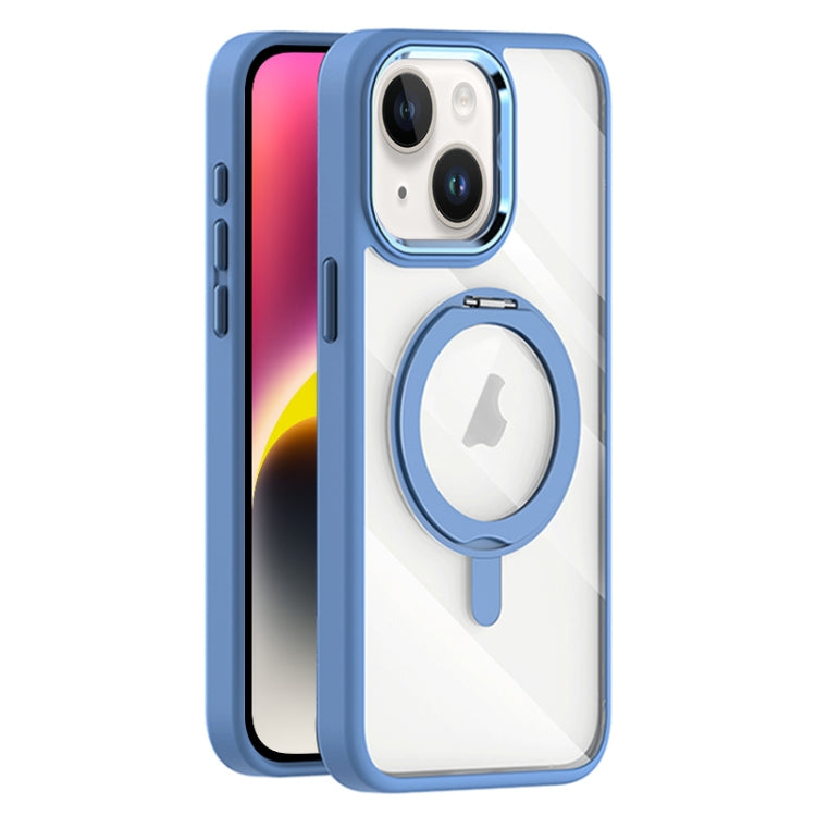For iPhone 14 Plus Transparent MagSafe Magnetic Rotating Holder Phone Case