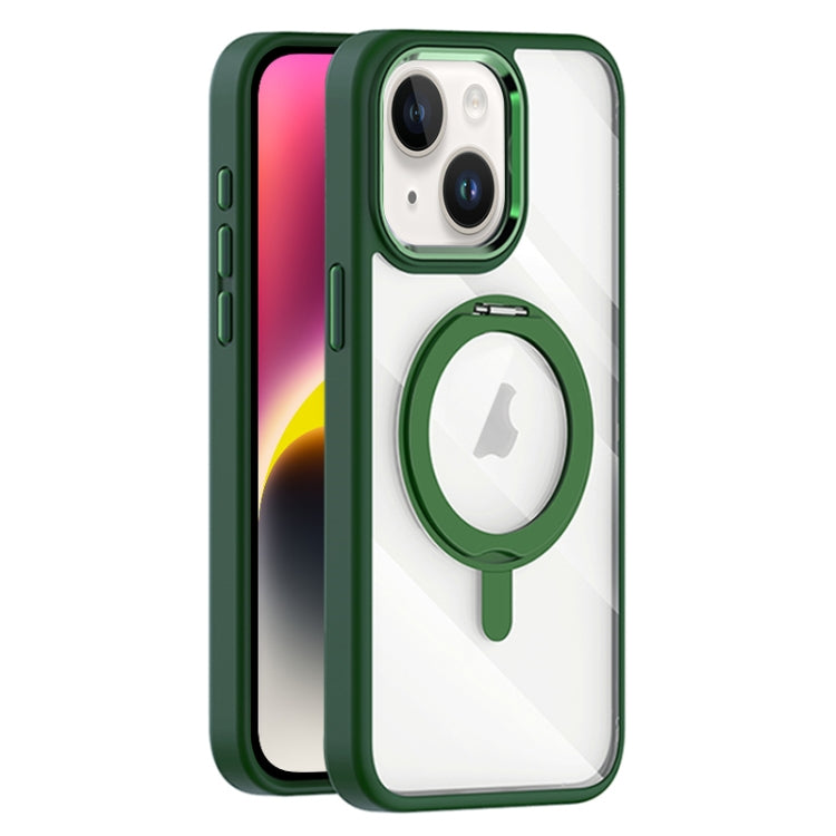 For iPhone 14 Plus Transparent MagSafe Magnetic Rotating Holder Phone Case