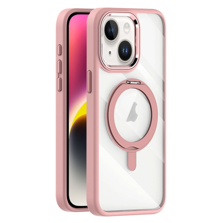 For iPhone 14 Transparent MagSafe Magnetic Rotating Holder Phone Case