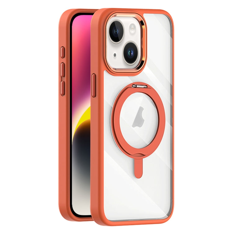 For iPhone 14 Transparent MagSafe Magnetic Rotating Holder Phone Case