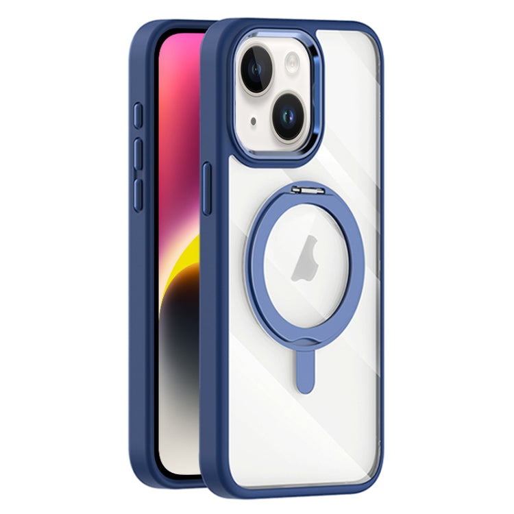 For iPhone 14 Transparent MagSafe Magnetic Rotating Holder Phone Case