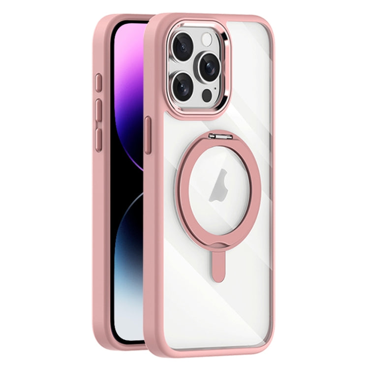 For iPhone 14 Pro Transparent MagSafe Magnetic Rotating Holder Phone Case