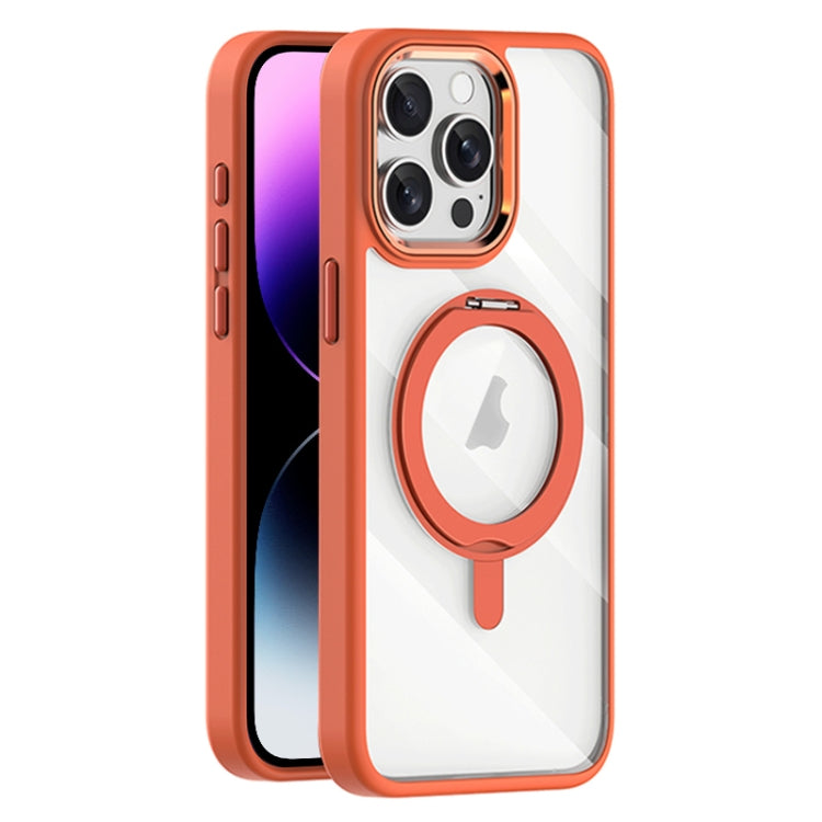 For iPhone 14 Pro Transparent MagSafe Magnetic Rotating Holder Phone Case