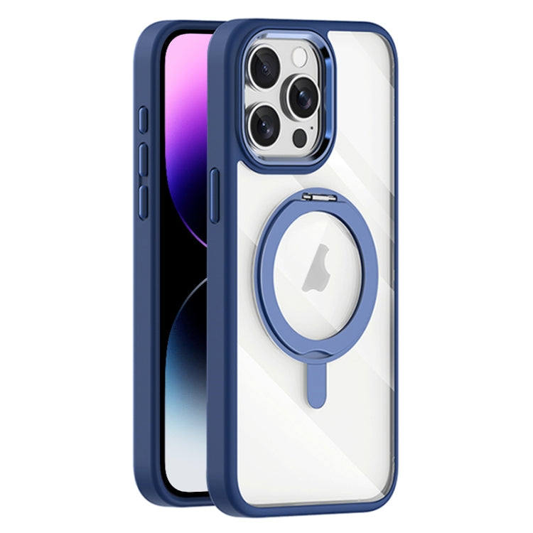 For iPhone 14 Pro Transparent MagSafe Magnetic Rotating Holder Phone Case