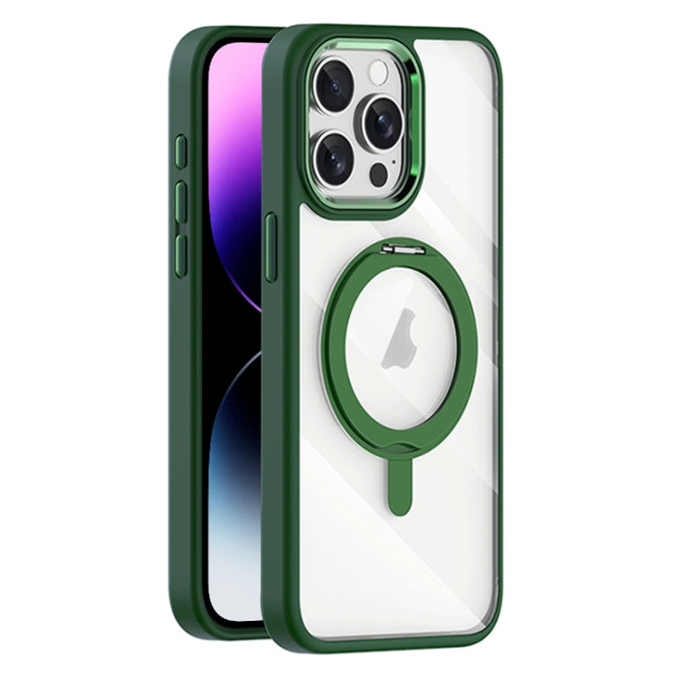 For iPhone 14 Pro Transparent MagSafe Magnetic Rotating Holder Phone Case
