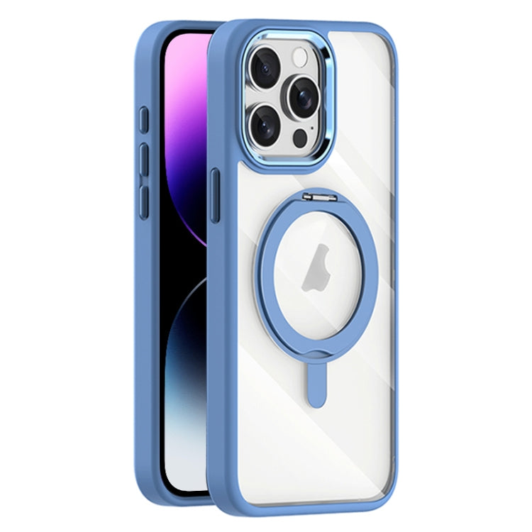 For iPhone 14 Pro Max Transparent MagSafe Magnetic Rotating Holder Phone Case