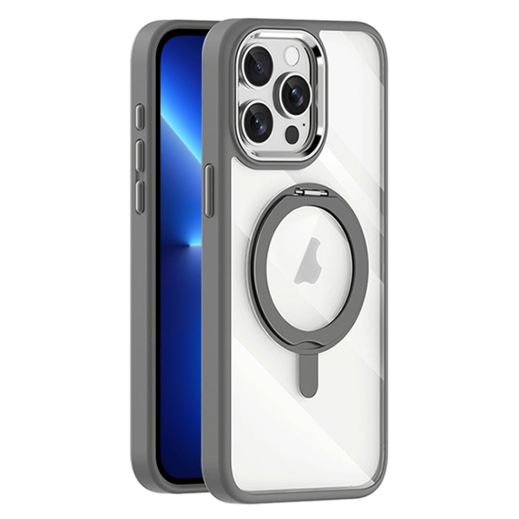 For iPhone 13 Pro Max Transparent MagSafe Magnetic Rotating Holder Phone Case