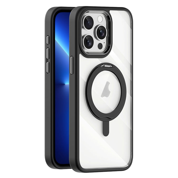 For iPhone 13 Pro Max Transparent MagSafe Magnetic Rotating Holder Phone Case