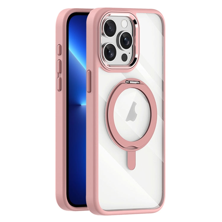 For iPhone 13 Pro Max Transparent MagSafe Magnetic Rotating Holder Phone Case
