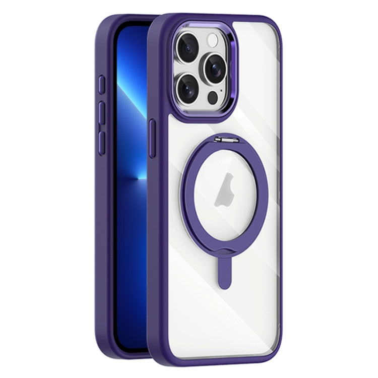 For iPhone 13 Pro Max Transparent MagSafe Magnetic Rotating Holder Phone Case