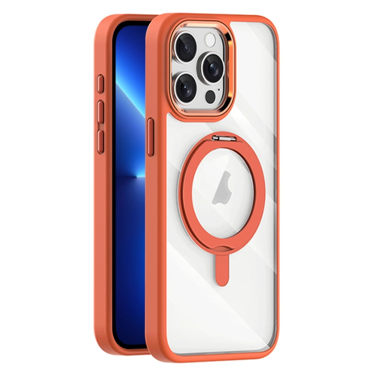 For iPhone 13 Pro Transparent MagSafe Magnetic Rotating Holder Phone Case