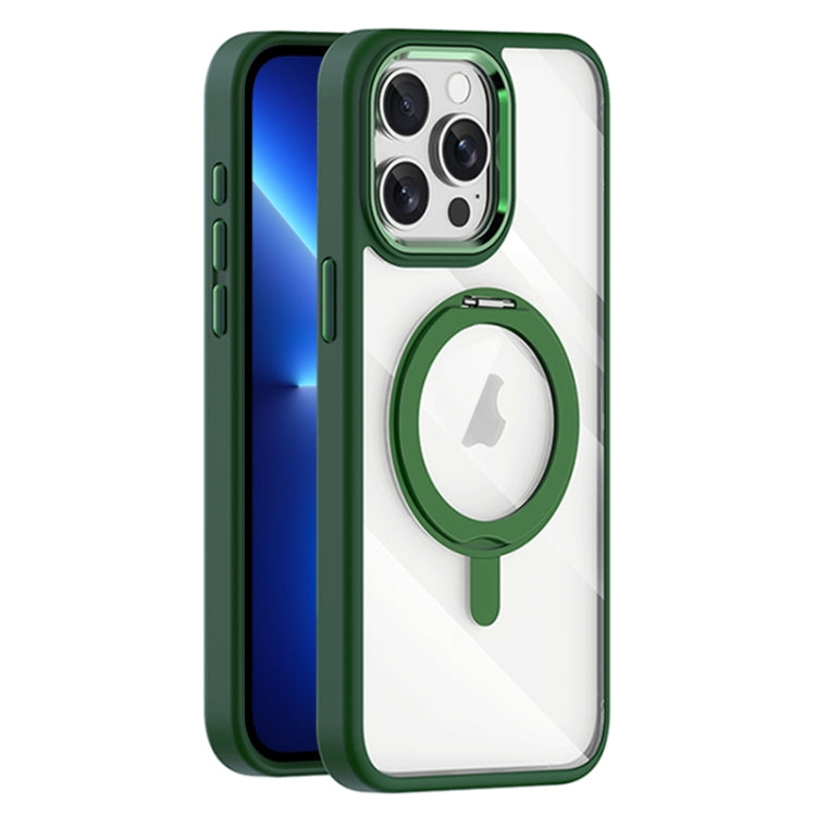 For iPhone 13 Pro Transparent MagSafe Magnetic Rotating Holder Phone Case