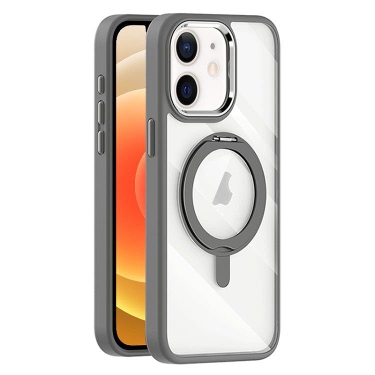For iPhone 12 Transparent MagSafe Magnetic Rotating Holder Phone Case
