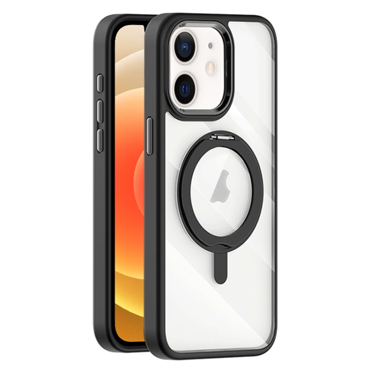 For iPhone 12 Transparent MagSafe Magnetic Rotating Holder Phone Case