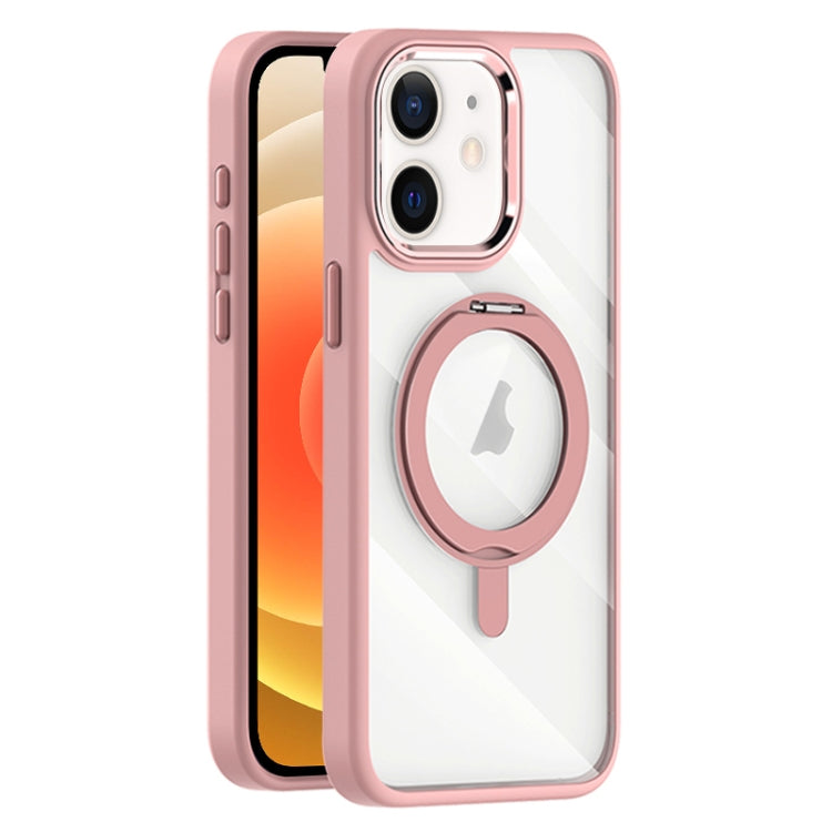 For iPhone 12 Transparent MagSafe Magnetic Rotating Holder Phone Case