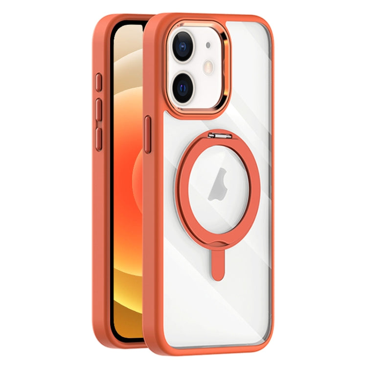 For iPhone 12 Transparent MagSafe Magnetic Rotating Holder Phone Case