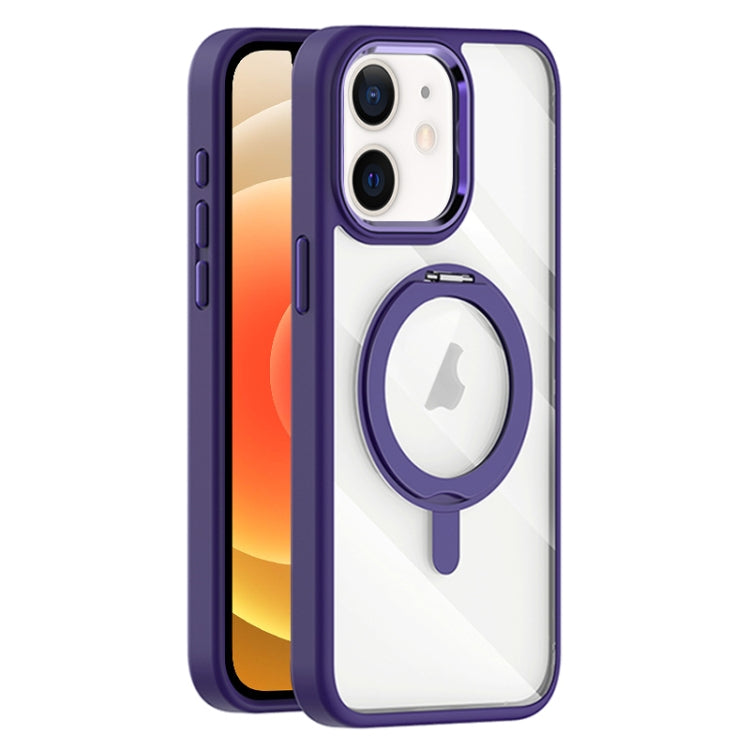 For iPhone 12 Transparent MagSafe Magnetic Rotating Holder Phone Case