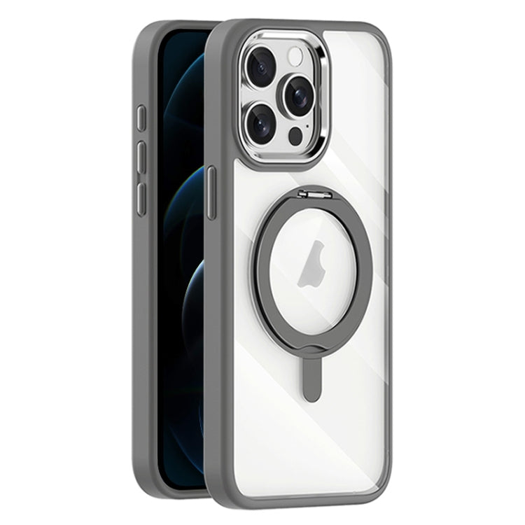 For iPhone 12 Pro Max Transparent MagSafe Magnetic Rotating Holder Phone Case