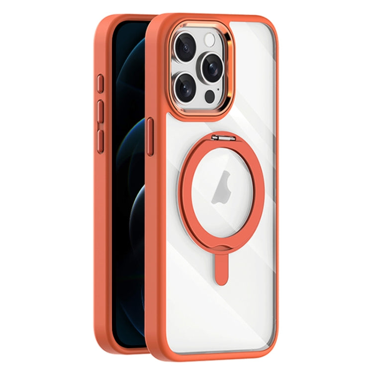 For iPhone 12 Pro Max Transparent MagSafe Magnetic Rotating Holder Phone Case