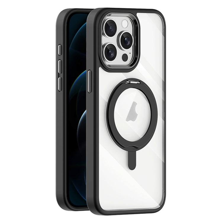 For iPhone 12 Pro Transparent MagSafe Magnetic Rotating Holder Phone Case