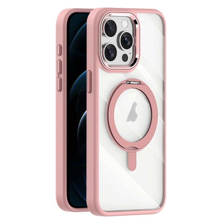For iPhone 12 Pro Transparent MagSafe Magnetic Rotating Holder Phone Case