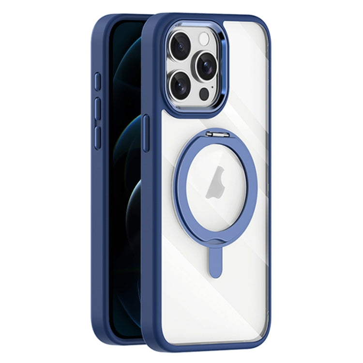 For iPhone 12 Pro Transparent MagSafe Magnetic Rotating Holder Phone Case