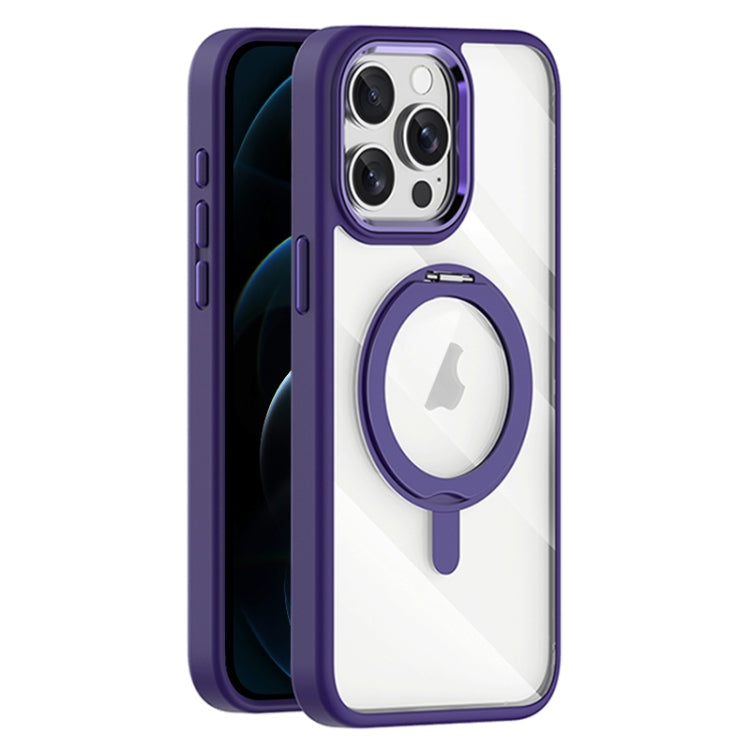 For iPhone 12 Pro Transparent MagSafe Magnetic Rotating Holder Phone Case