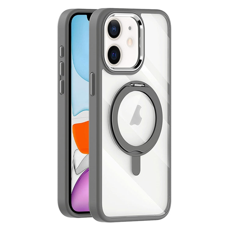 For iPhone 11 Transparent MagSafe Magnetic Rotating Holder Phone Case