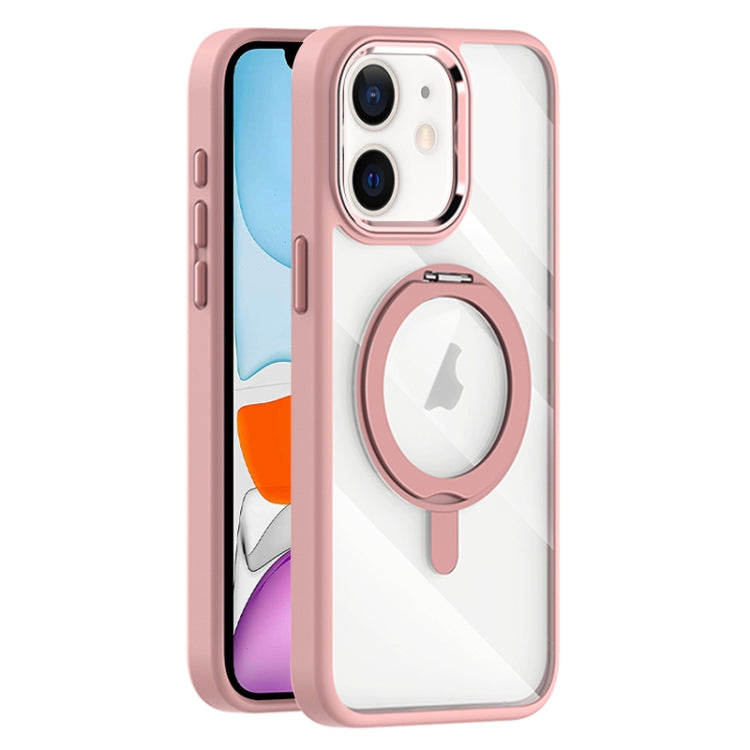 For iPhone 11 Transparent MagSafe Magnetic Rotating Holder Phone Case