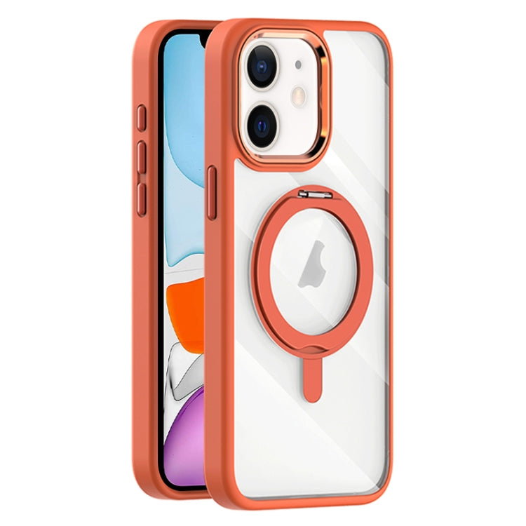 For iPhone 11 Transparent MagSafe Magnetic Rotating Holder Phone Case