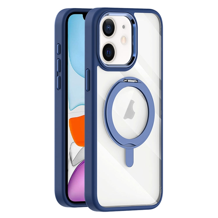 For iPhone 11 Transparent MagSafe Magnetic Rotating Holder Phone Case