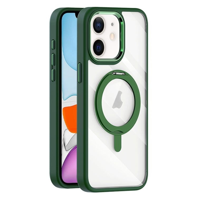 For iPhone 11 Transparent MagSafe Magnetic Rotating Holder Phone Case