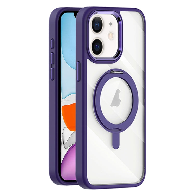 For iPhone 11 Transparent MagSafe Magnetic Rotating Holder Phone Case