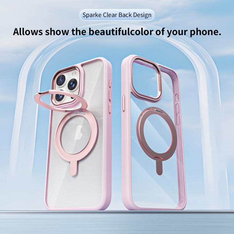 For iPhone 14 Plus Transparent MagSafe Magnetic Rotating Holder Phone Case