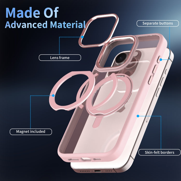 For iPhone 14 Plus Transparent MagSafe Magnetic Rotating Holder Phone Case