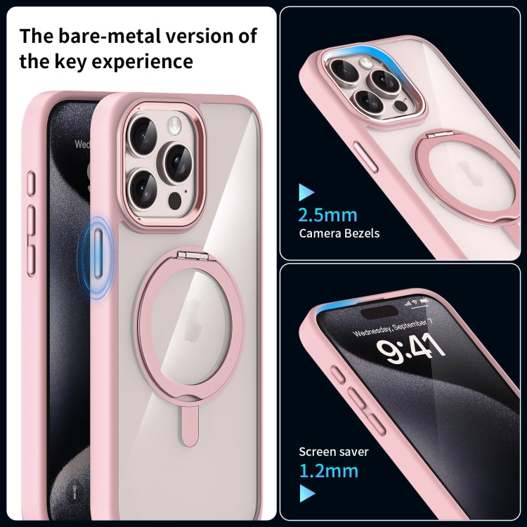 For iPhone 14 Plus Transparent MagSafe Magnetic Rotating Holder Phone Case