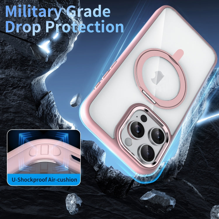 For iPhone 14 Transparent MagSafe Magnetic Rotating Holder Phone Case