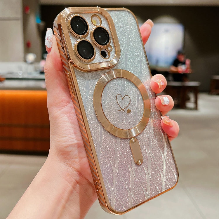 For iPhone 12 Pro Max Loves Leaves Gradient Glitter Carbon Fiber Magsafe TPU Phone Case