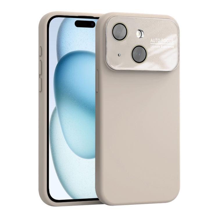 For iPhone 15 Large Window Acrylic Lens Film + Liquid Silicone Full Coverage Phone Case